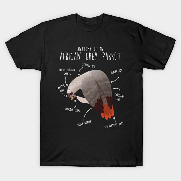 African Grey Anatomy T-Shirt by Psitta